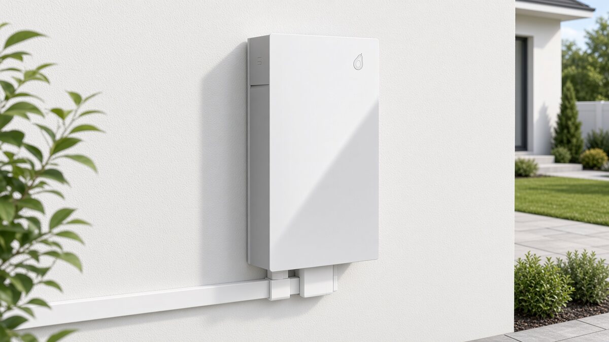 Falra szerelt otthoni energiatároló egy családi ház falán